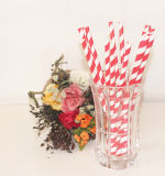 Red Striped Disposable Products Paper Drinking Straw