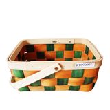 Handmade Colorful Wooden Food/Fruit/Wine Storage/Shopping Basket with Handle