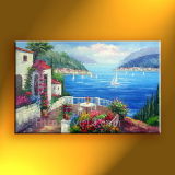 Beautiful Mediterranean Scene Oil Painting on Canvas 2014 New Wall Art