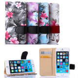 2015 Fashion Flower Leather Case for Mobile Phone with Beautiful Design Package