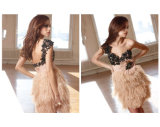 Sweetheart Applique Feather Mini Backless Prom Dresses (xu-101)