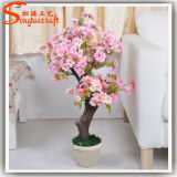 Home/Office Decorationt Artificial Peach Silk Flower Mini Bonsai