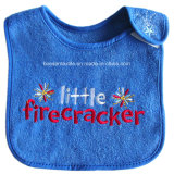 Custom Letters Embroidered Blue Soft Cotton Terry Baby Bib Wear
