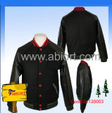 Men's Varsity Jacket with Leather Sleeve