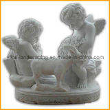 Natural Stone Carving White Marble Angel Character Sculpture (YKCS-01)