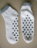 Men White Polyester Anti-Slip Socks