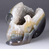 Large Geodes Agate Skull Carving, Crystal Geode for Sale (9Z18)