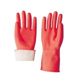 Red Sprayed Flocklined Household Latex Gloves-45