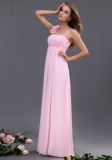 Pink One Shoulder Chiffon Evening Wear Dresses (OGT027E)