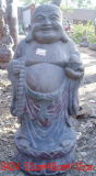 Wood Happy Buddha Carving (B424)