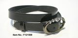 Black PU Belt with Rhinestone