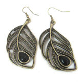 Fashion Jewelry Metal Leaf Drop Earrings with Nickel-Free Antique Bronze Plating, Her-10629