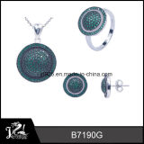 2015 Western Popular Antique Silver Green Vintage Sterling Silver Jewelry Sets Wholesale