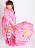 Pink Cute Girl Reflective PVC Raincoat for Girl