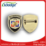 Custom Soft Enamel Shield Gold Badge Metal Lapel Pin Badge with Safety Pin