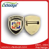 Custom Soft Enamel Shield Gold Badge Metal Lapel Pin Badge with Safety Pin