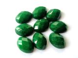 Fashion Stone Cabochon, 15X20 Mm Faceted Green Jade Stone Cabochon.