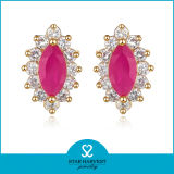 Elegant Ruby Silver Earring Jewellery with Custom Design (J-0043-E)