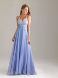 2013 Blue Halter Beading Chiffon Evening Dress (Ogt003e)