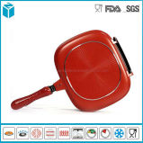 Die Cast Aluminum Non Stick Double Sided Fry Pan (red)