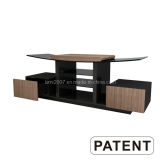 Curved MDF Wood and Bending Glass TV Stands (M105)