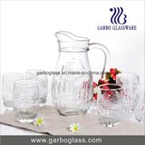 7PCS Glass Water Set with Rose Embossed