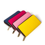 Top Quality Single Zipper Weave Embossed Leather Wallet (ZC0012)
