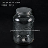 3L Embossed Glass Juice Beverage Jar with Tap / Big Capacity Glass Mason Jar with Scale