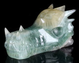 Natural Green Fluorite Carved Dragon Skull Carving #9o91, Crystal Healing
