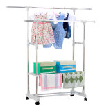 (FH-CA02-C) Grey Double-Pole Clothes Rack, Movable, Adjustable, Extendable Clothes Airer, Stainless Steel Clothes Hanger, Many Color Available