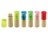 Half Size Natural Color Pencils in Paper Tube with Sharpener Cap