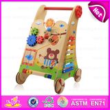 2015 New Arrival Learning Wooden Baby Walker Toy, Multifunction Woodeen Walker, Educational Wooden Baby Walker Trolley Toy W16e034