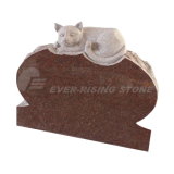 India Red Granite Tombstone Animal Carving (EMA-026)