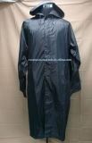 Black Breathable&Waterproof Long PVC Raincoat with Hood