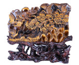 Natural Yellow Tiger Eye Carved Flying Swan and Cloud Carving #Ah38, Exquisite Home Decoration