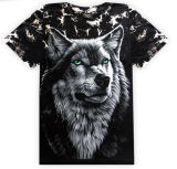 New Arrived Tie Dye in Wolf Design Men's Round Neck T-Shirt