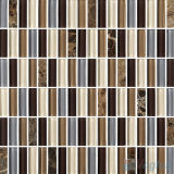 Brown Mixed 15X48mm Glass Stone Mosaic Wall Decoration