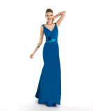 Elegent Blue V-Neck Mermaid Cocktail Prom Evening Dresses