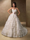 Ivory Sweetheart Tiered Princess Organza Evening Bridal Wedding Dresses