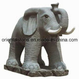 Carved Granite Stone Elephant Animal Sculpture