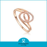 Genuine Rose Gold Plating Silver Ring Jewellery with CZ (R-0004)