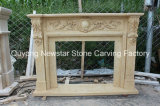 Indoor Natural Beige Marble Fireplace Surround Stone Fireplaces
