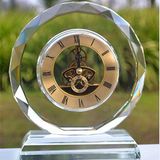 Round Crystal Glass Table Clock