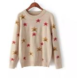 Ladies Cotton/Nylon/Wool Knitted Fashion Sweater