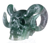 Natural Fluorite Carved Horn Skull Carving #8k28, Crystal Healing