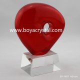 Red Glass and Crystal Art Crafts for Home Office Decoration and Gift for Others