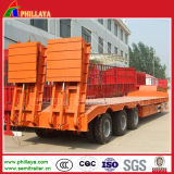 Hydraulic Ramp Construction Machinery Transport Tri-Axle Lowbed Trailer