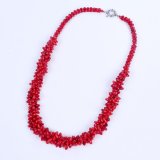 New Red Coral Beads Twine Necklace