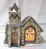 Porcelain Lighted Christmas Village Church