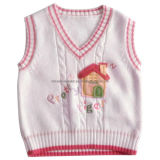 Baby's White Cotton Embroidery Vest (KX-CG41)